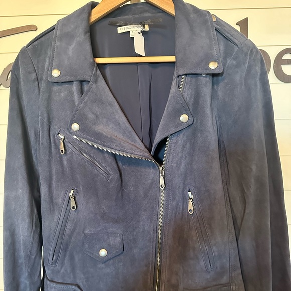 Blue suede jacket by Rebecca Minkhoff, size large, barely worn - Picture 2 of 7